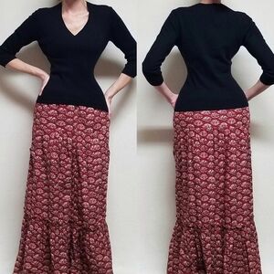 Vintage 90s Time Is Black Cashmere Lightweight Quarter Sleeve V-neck Sweater M